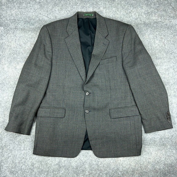 Ralph Lauren Blazer Mens 44R Gray Houndstooth Wool Sport Coat LRL VTG Canada - Picture 1 of 15